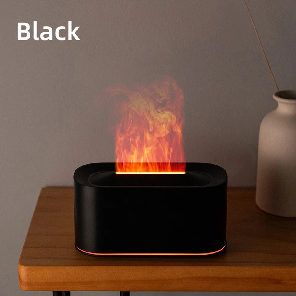 Difusor de aromaterapia con efecto de llama, difusor de aceites esenciales y humidificador de niebla fría, humidificador silencioso para el hogar y el dormitorio