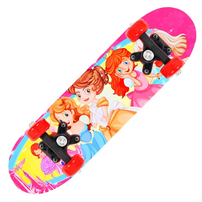 Nuevo monopatín de cuatro ruedas de dibujos animados para niños, patinetas para principiantes, plataforma de madera de arce, patineta para exteriores, monopatín de doble balancín