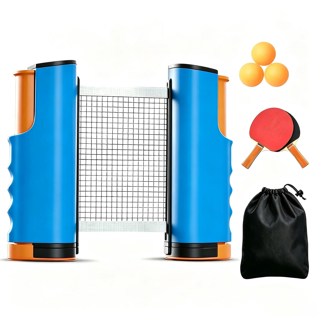 Juego de Red de Tenis de Mesa Extensible, Set de Entrenamiento Portátil para Tenis de Mesa, Incluye Red Extensible, 2 Raquetas, 3 Pelotas y Accesorios Deportivos