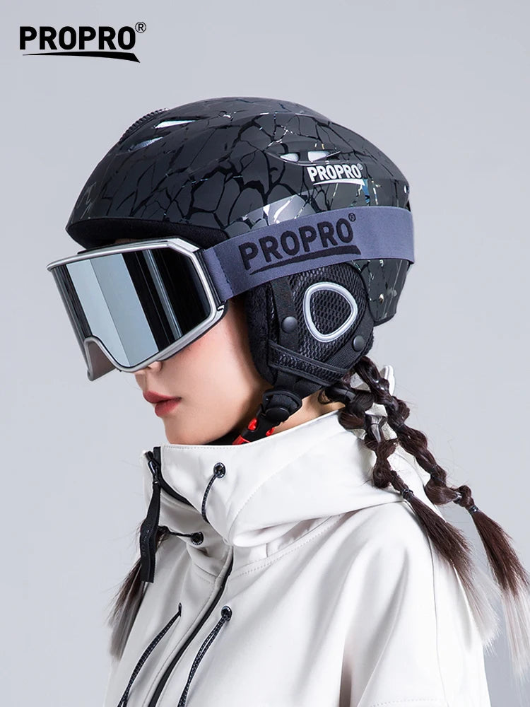 PROPRO Casco de esquí ligero con seguridad esquí profesional Snowboard motocicleta integralmente moldeado esquí nieve marido hombres mujeres