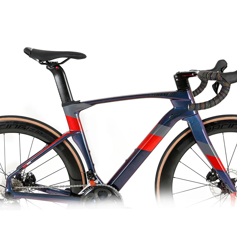 TWITTER CYCLONEpro SHIMRN UT R8020-22S Internal Cable Routing Competition T800 Carbon Fiber Bike Pure oil disc brakes bicicleta