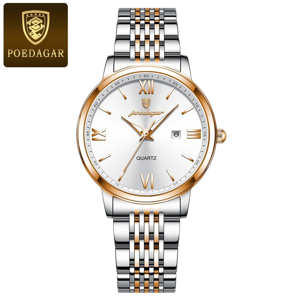 Reloj de pulsera para mujer POEDAGAR original de alta calidad, resistente al agua, luminoso, con fecha, de acero inoxidable, de cuarzo