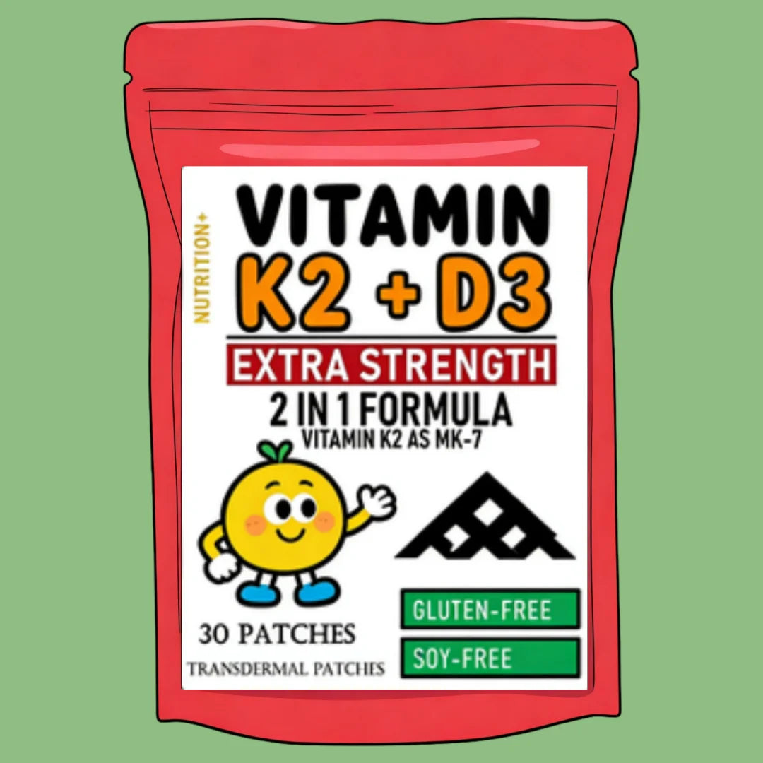 Parches de Vitamina K2 con D3, Contienen Complejo de Vitamina D y K, Biotina y Ácido Fólico Premium, Parche Transdérmico, 30 Parches