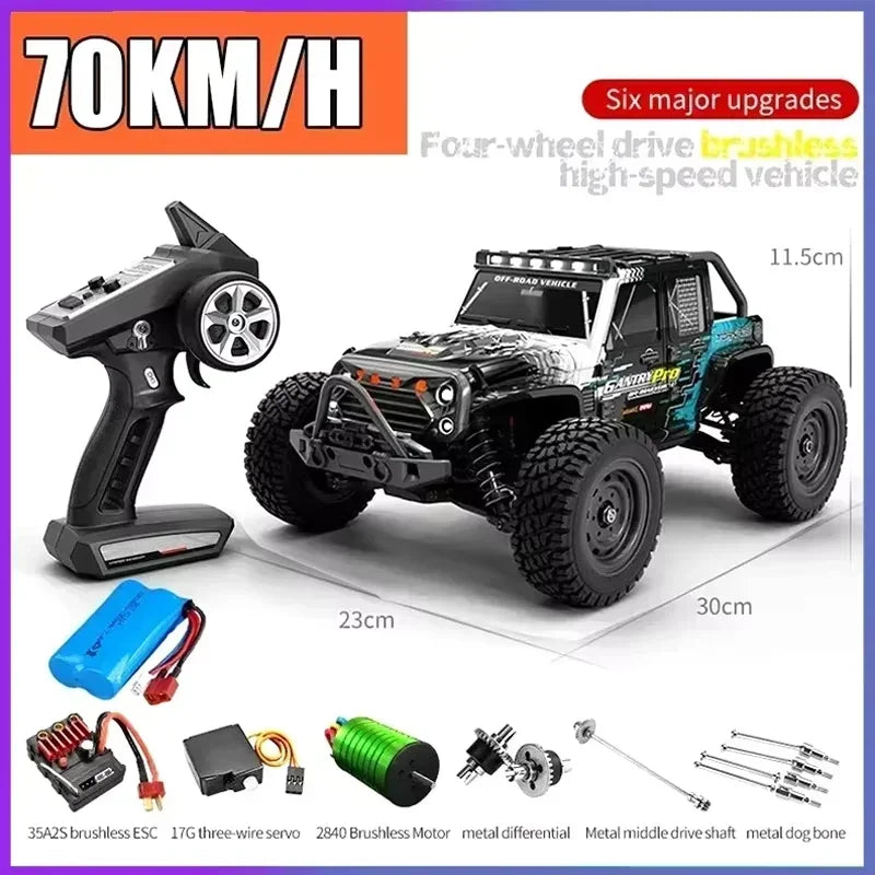 Coche teledirigido SCY16101 16102 de alta velocidad 70 km/h, coche teledirigido con tracción a las cuatro ruedas para niños, motor sin escobillas con LED