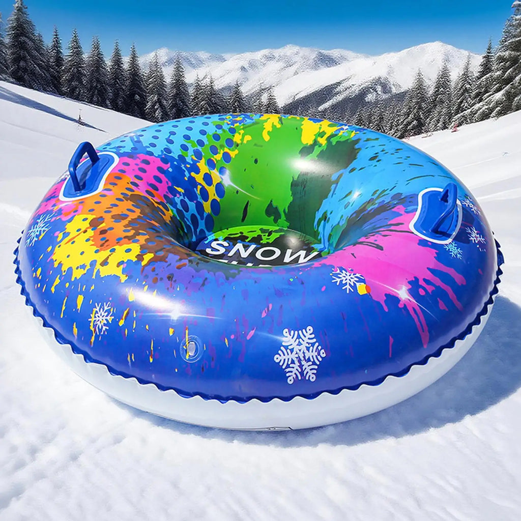 Tubo de Nieve Inflable para Adultos y Niños, Trineo de Nieve Resistente con Base Rígida y Asas, Anillo de Esquí de PVC Engrosado, Accesorios para Juegos de Invierno