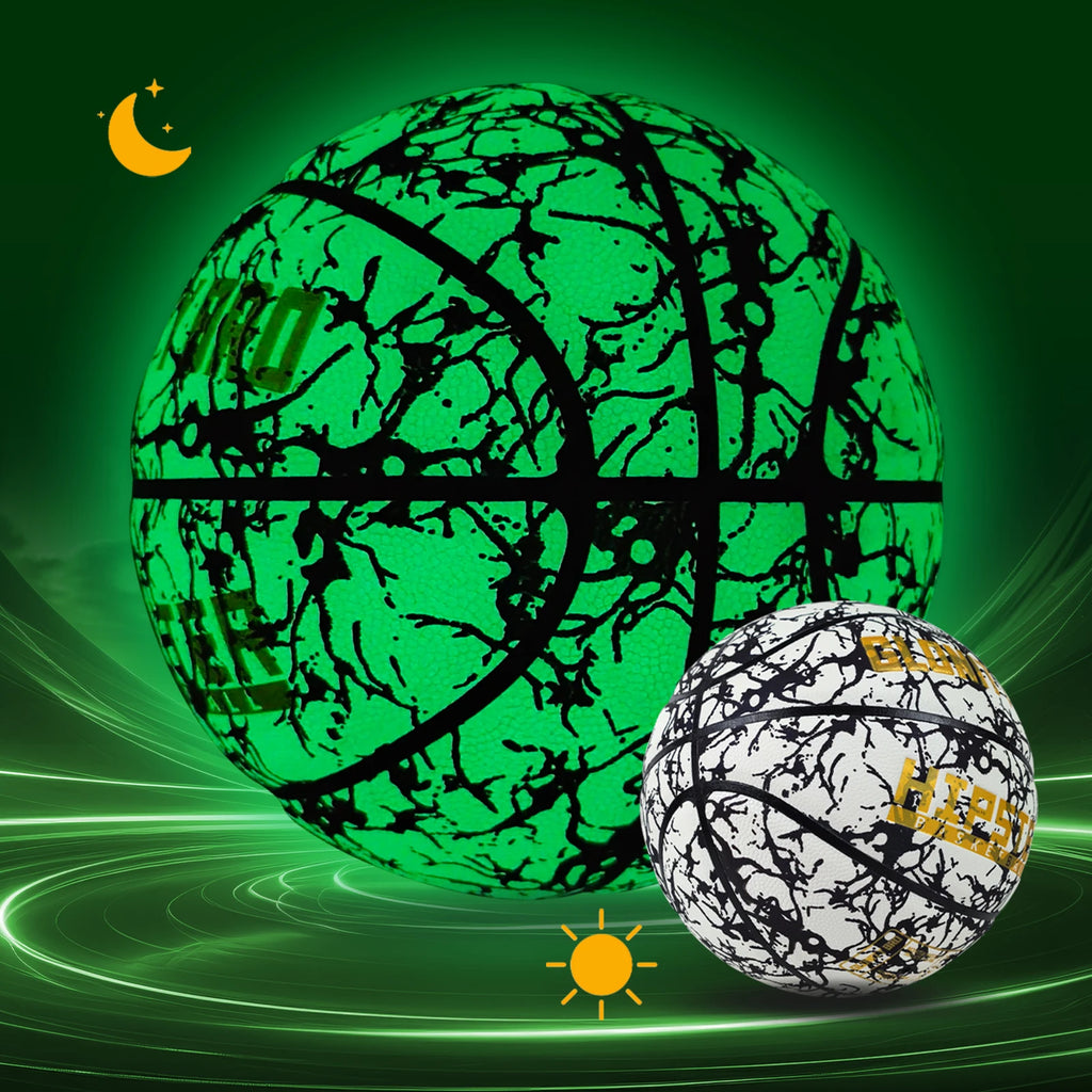 Pelota de baloncesto brillante de cuero, resistente al desgaste, tamaño 5/6/7-27, 5/28, 5/9,5 pulgadas, para jóvenes, juego nocturno de baloncesto en el exterior y