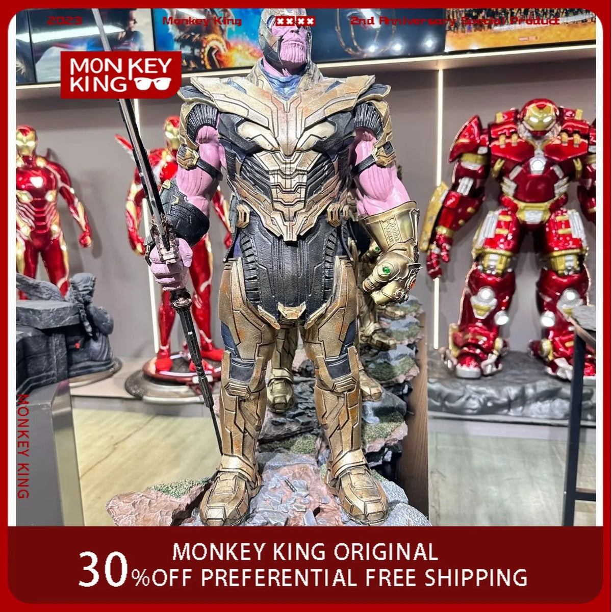 Avengers Thanos Movie Figure Perimeter Resin Model Standing Posture Can Shine Advanced Decorative Ornaments Birthday Gifts Toys