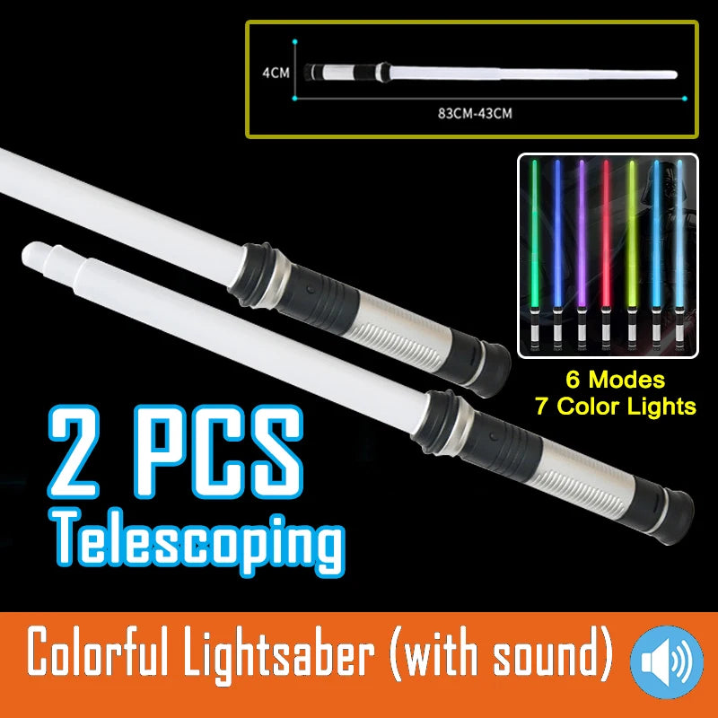 Nuevos juguetes de sable de luz láser RGB con 7 colores intercambiables, efectos de sonido Force FX, sonido de disparo (FOC), juguetes Jedi, regalos