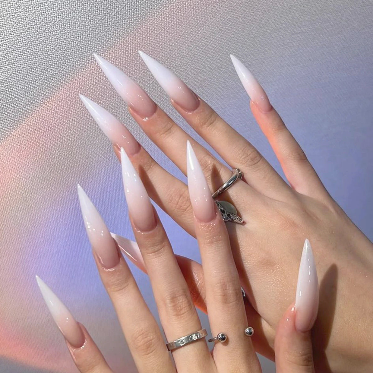 24 Uds uñas postizas de color rojo sangre gradiente parche de uñas postizas de punta larga cubierta completa puntas de uñas postizas usables juegos de manicura de Halloween