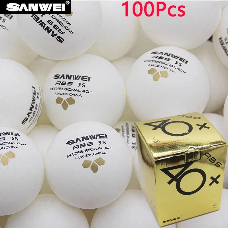 Pelotas de tenis de mesa originales SANWEI ABS nuevo Material profesional 40+ pelotas de Ping Pong cosidas para competición y entrenamiento duraderas