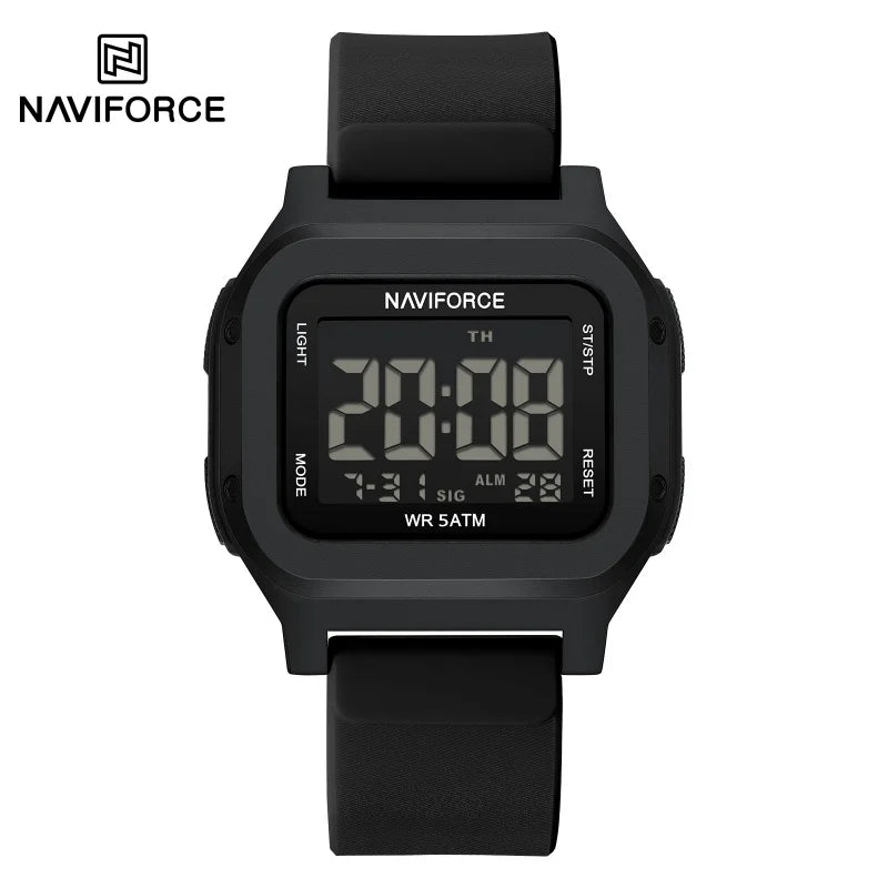 Reloj digital LCD deportivo para hombre NAVIFORCE, resistente al agua 50M, fecha automática, luminoso, correa de silicona suave, tendencias para hombre, reloj de pulsera diario para exteriores