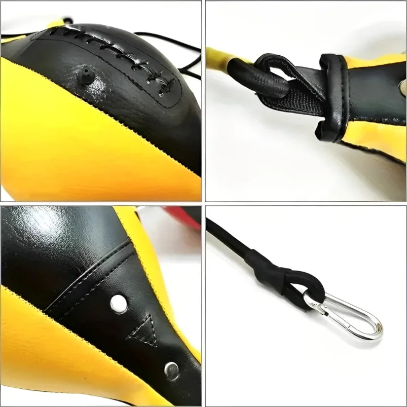 Saco de boxeo de cuero PU de calidad, velocidad inflable de pera, entrenamiento de doble extremo, bola refleja, colgantes, ejercicio giratorio, Fitness