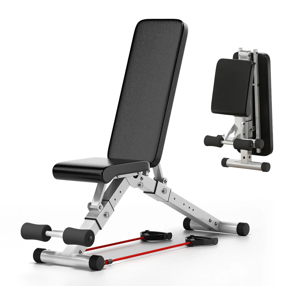 Banco de abdominales ajustable y plegable, soporta hasta 200 kg, banco de fitness multifuncional para el hogar, apto para gimnasio y uso doméstico.