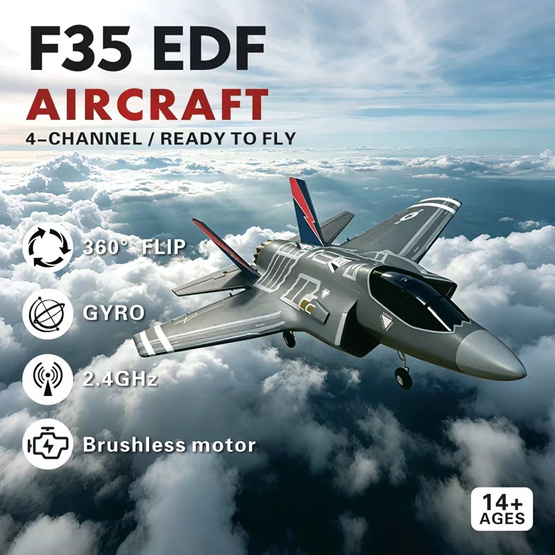 Avión RC F‑35 Lightning, modelo con ventilador canalizado de 40 mm, estructura de EPP, giroscopio de 6 ejes, 2.4G, 4 canales, acrobacias con un solo toque, RTF