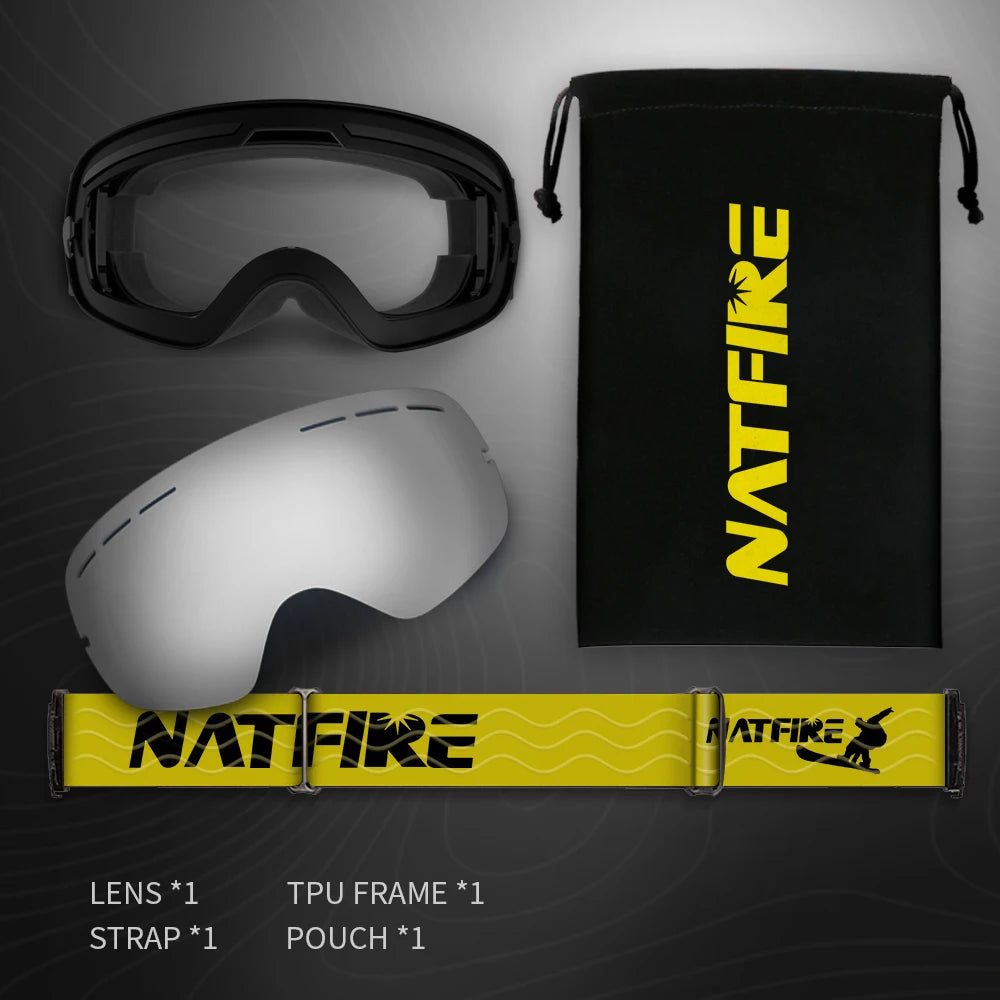 Gafas de esquí de Snowboard para hombres y mujeres, protección UV400, gafas de esquí antiniebla, máscara de esquí, gafas de nieve de cara grande, gafas de esquí