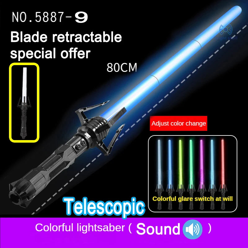 Espada láser RGB de 80 cm, juguete de sable de luz, 7 colores cambiantes, fuentes de sonido para niños, Force FX FOC Blaster, juguete de espada láser Jedi, regalo