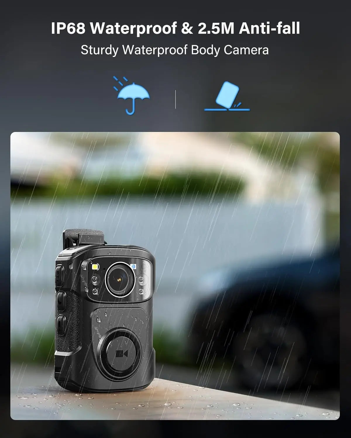 BOBLOV B4K5 4K cámara corporal IP68 GPS cámara desgastada por el cuerpo 128GB cámara de policía 2160P registro de vídeo base de carga cámara corporal de visión nocturna