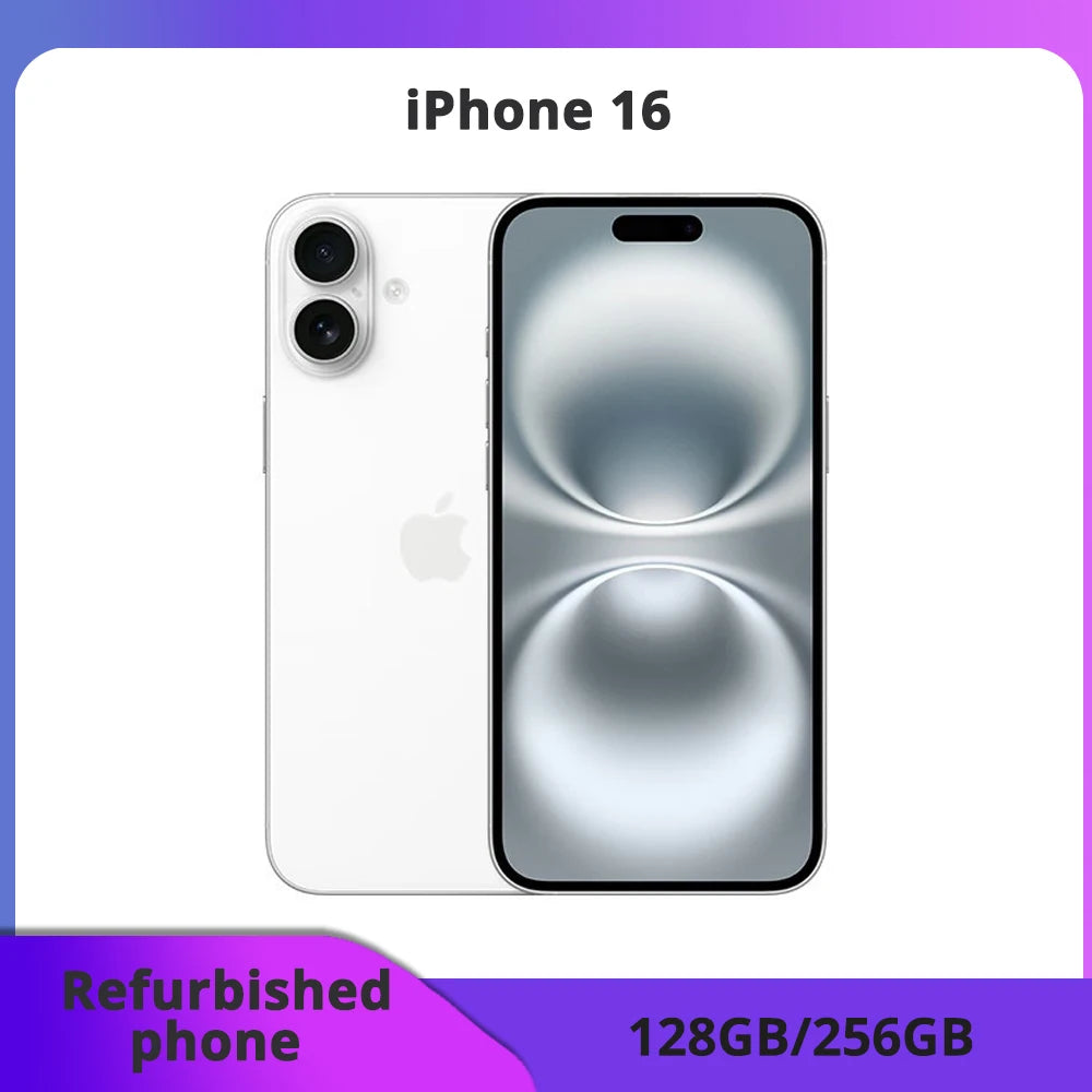 iPhone 16 de Apple reacondicionado, 5G libre, Face ID, 128 GB ROM, 8 GB RAM - Excelente estado