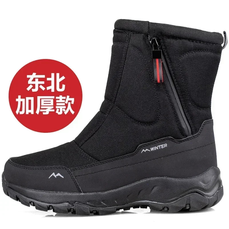 Botas de invierno para hombre, botas de nieve cálidas a media pantorrilla, zapatos cálidos para hombre, botas de invierno de felpa gruesas para hombre y mujer, zapatos de algodón