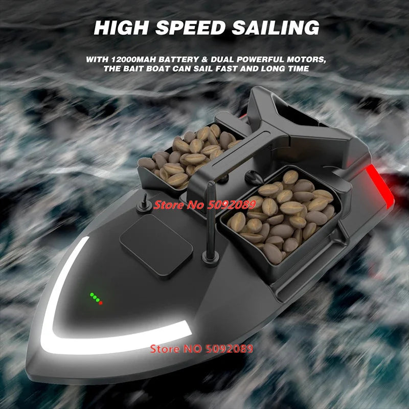 Barco cebador GPS inteligente de 40 puntos con retorno automático, embarcación teledirigida para pesca con capacidad de carga de 2 kg, alcance de 500 m y crucero a velocidad fija