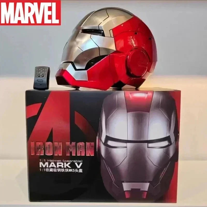 Casco de Iron Man, modelos Mk5, Mk7, Mk50 y Mk17, con interruptor de control de voz en inglés, para juegos de rol, como adorno coleccionable, regalo de cumpleaños o para las fiestas.