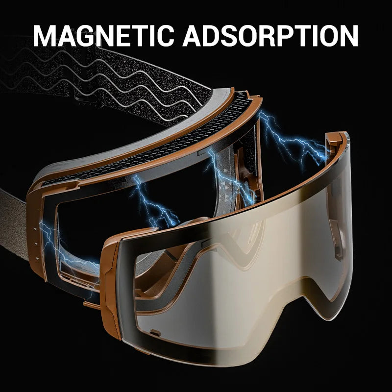 KAPVOE Gafas de nieve magnéticas Protección UV antivaho de doble capa para esquiar Snowboard Claridad de alta definición Esquí unisex