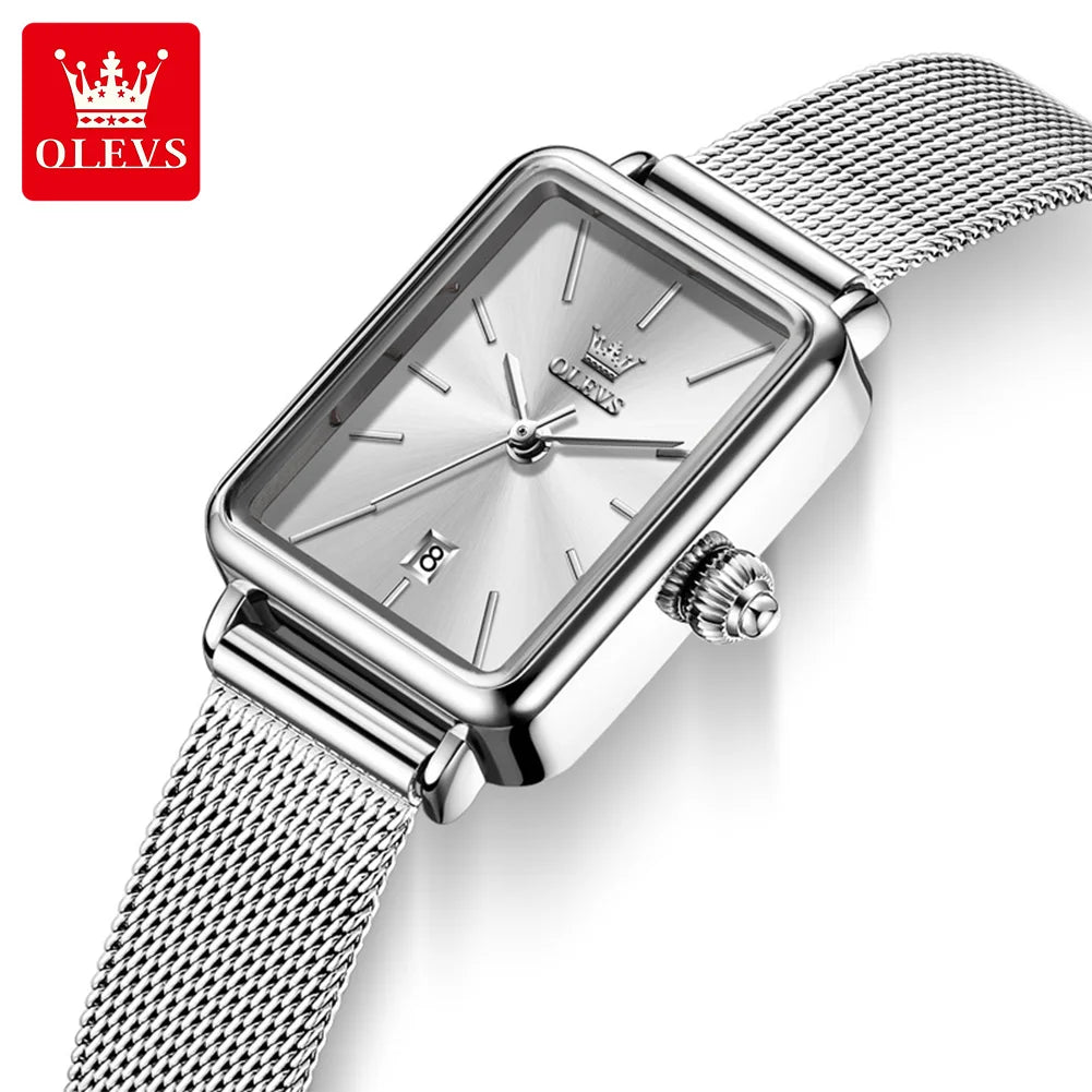 Reloj de mujer OLEVS ultradelgado de 8 mm con caja de regalo, reloj de cuarzo de lujo, elegante y moderno, con correa de malla de acero en oro rosa, modelo 3692