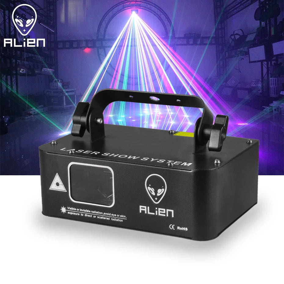 Proyector láser RGB de 500mw ALIEN, escáner de haz de luz, efectos de iluminación para DJ, discoteca, escenario, fiestas, bodas, vacaciones, bares y clubes, luces DMX
