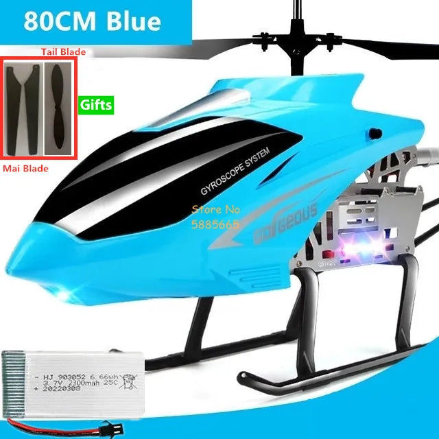 Helicóptero Eléctrico de Control Remoto de Aleación Súper Grande de 80 CM, 2.4G, 150M, Resistente a Impactos, con Iluminación LED y Motor Dual