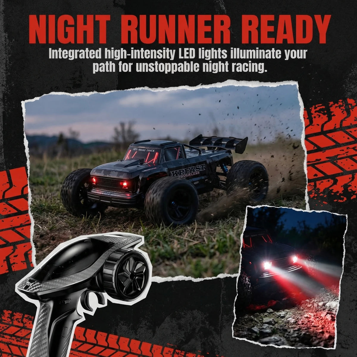 Teeggi KF16 4WD, coche de carreras de alta velocidad para derrapes, 70 km/h, motor sin escobillas, 3S, 3200 mAh, 1/12, coche todoterreno RC, camiones monstruo, juguetes para niños, regalo.