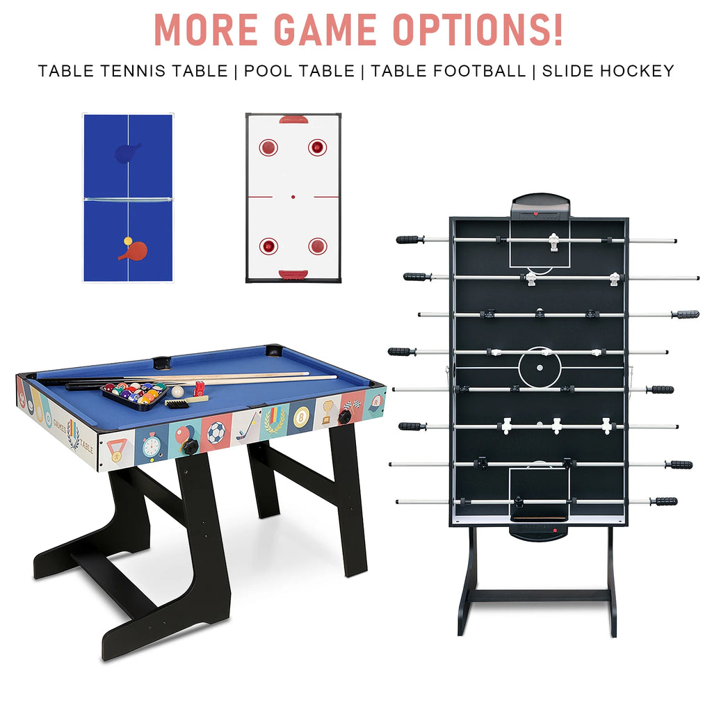 HLC 4-in-1 multi-game Table, Integrating Foosball, Billiards, Ping-Pong and Air Hockey, Ideal for Adults and Children, It Is the best light