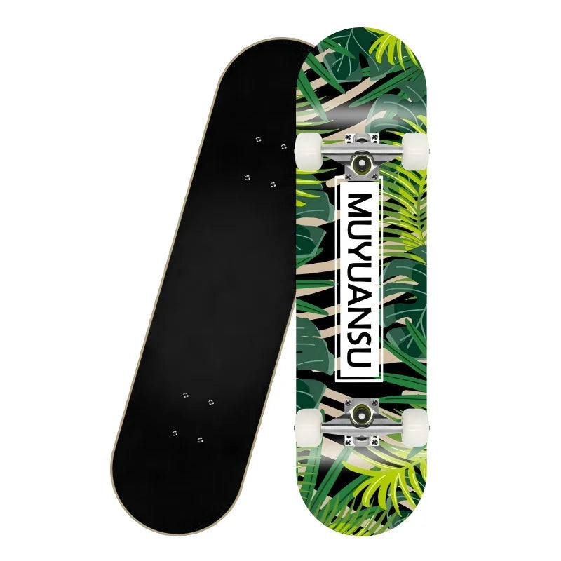 Patineta Profesional de Madera de Arce para Trucos de Doble Kick, Skateboarding Urbano, 80 cm, Ejes de Aluminio, Ruedas de PU Suaves, Patineta Completa