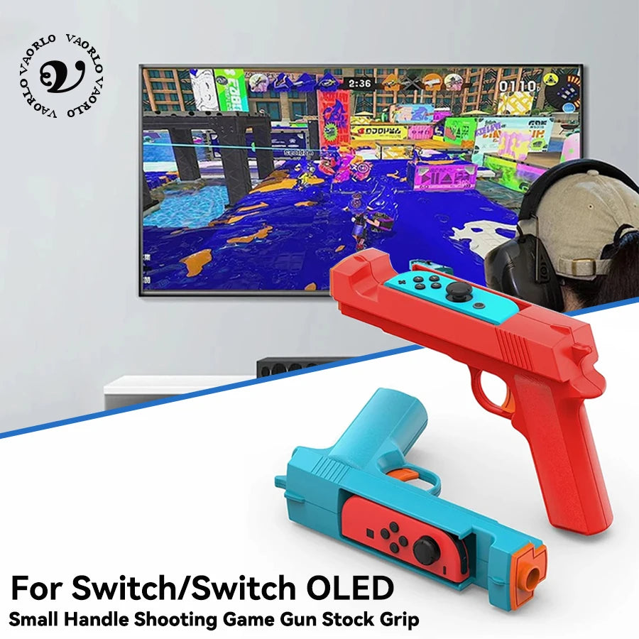 Nuevo para NS Switch, mango pequeño para juego de disparos, empuñadura de pistola, interruptor OLED, controlador izquierdo y derecho, mango de pistola, 2 paquetes de accesorios para juegos