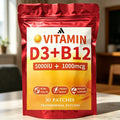 Parches Transdérmicos de Vitamina D3 y Vitamina B12, Energía Natural, Estado de Ánimo, Metabolismo y Concentración, 30 Parches