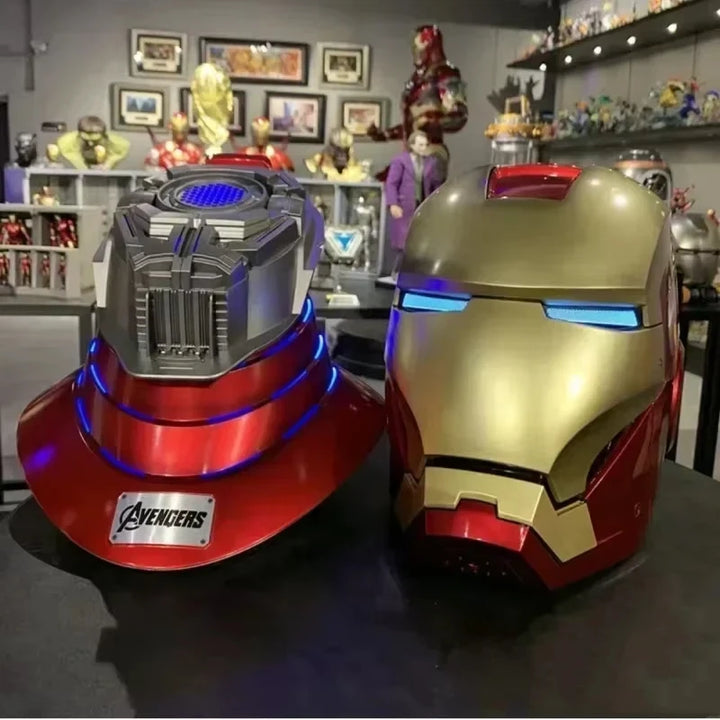 Casco de Iron Man Mk5 Automático 1:1 con Control por Voz, Avengers Mk5 Mk50 Mk17, Cosplay con Luz LED, Cierre Electrónico