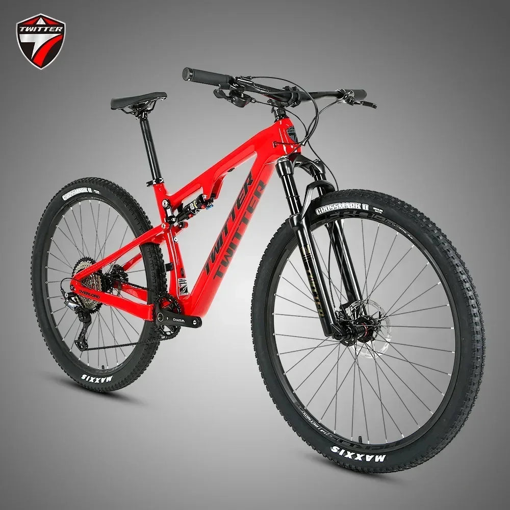 Bicicleta de montaña de fibra de carbono TWITTER OVERLORD, suspensión completa clase AM, frenos de disco hidráulicos M6100 de 12 velocidades, 27.5/29 pulgadas * 15/17/19/21 pulgadas