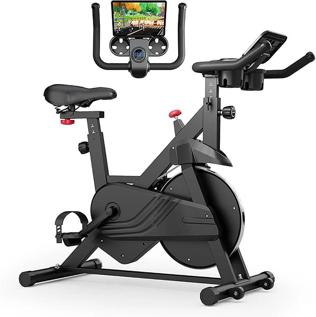 Superun-bicicleta estática con Control magnético, soporte grande para tableta, asiento cómodo, bicicleta de ciclismo interior, Cardio, Fitness