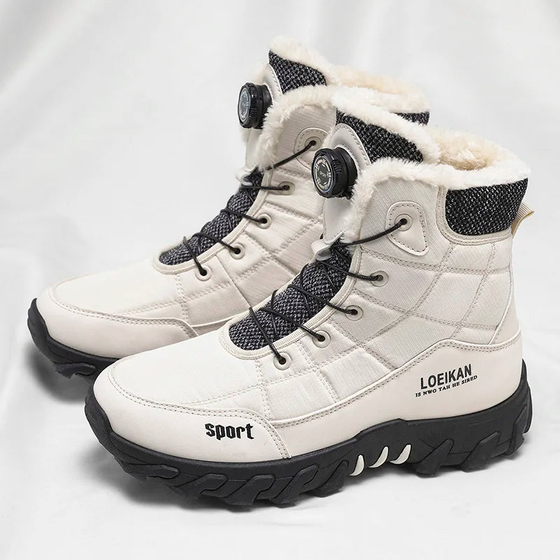 2025 Botas de nieve cómodas y gruesas con forro polar para hombre, zapatos cálidos y versátiles para exteriores, nuevo estilo de invierno, a la moda
