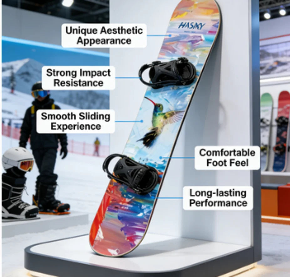 Tabla de Snowboard Hasiky OEM All Mountain con Núcleo de Madera y Base Sinterizada de 145 cm para Adultos, Personalizable