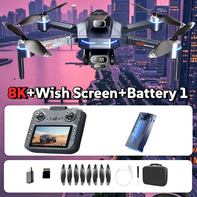 Para Dron GT8 Genuino 4K Profesional Doble Cámara FPV GPS Motor sin escobillas Flujo óptico Suspensión Plegable Quadcopter 4k 8K RC Dron