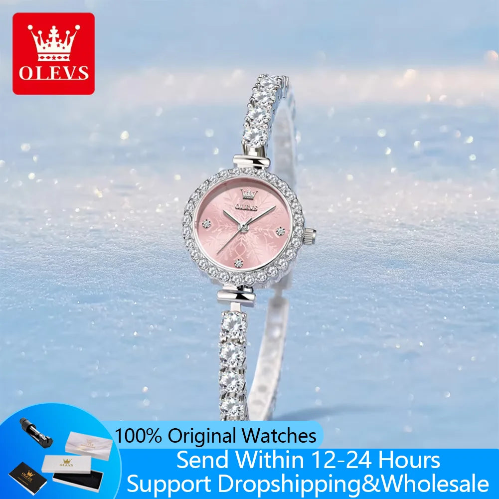 Reloj de cuarzo para mujer OLEVS 5889 con diamantes completos, correa de acero, resistente al agua, elegante reloj de lujo para dama, nuevo