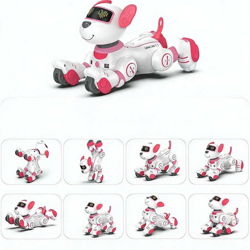 Juguete de perro robot interactivo con control remoto, mascota programable con respuesta táctil, seguimiento inteligente, música de baile, 17 modos, juguete STEM para niños