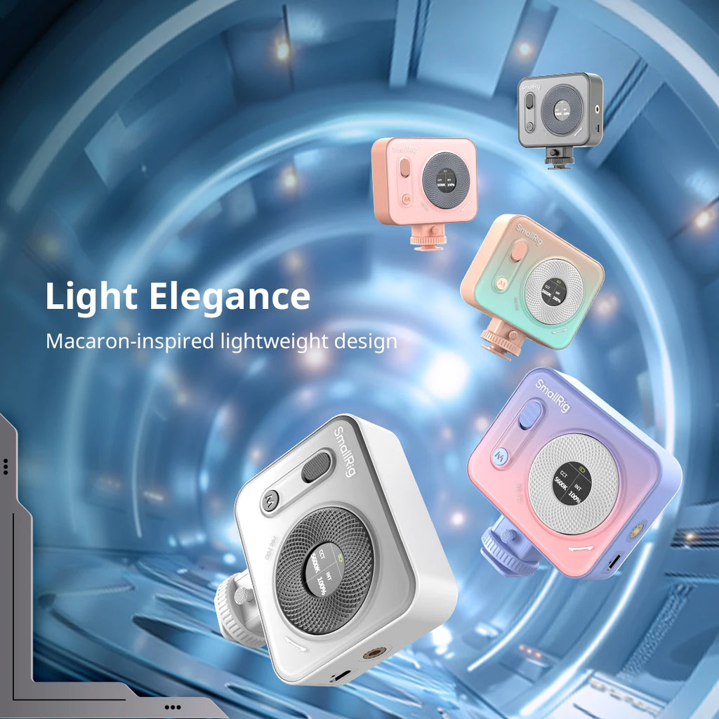Luz de Video LED Mini SmallRig Vibe P96 Pro, Color Rosa o Negro a Elegir, 1.2 Horas de Duración de Batería, 2500K-6500K
