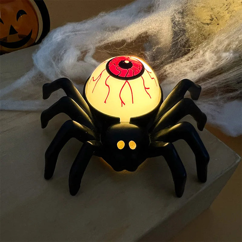 Decoración de Halloween: Lámpara LED de vela con forma de calavera y araña de plástico para el hogar, bar, casa encantada, fiesta de Halloween y accesorios de terror