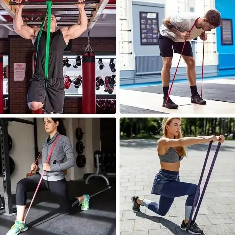 Juego de 4 Bandas de Resistencia de Látex TPE para Yoga, Fitness, Entrenamiento de Tensión, Bandas Elásticas para Ejercicios de Resistencia con Peso