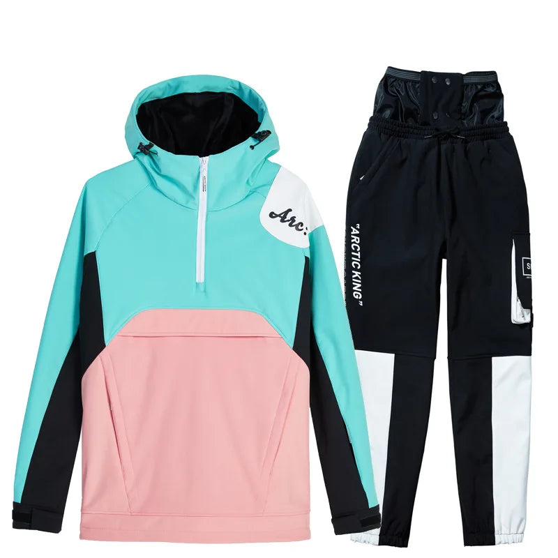 Conjuntos de traje de nieve para hombre y mujer de tela compuesta de doble capa, ropa de snowboard, traje impermeable, chaqueta o pantalón de esquí