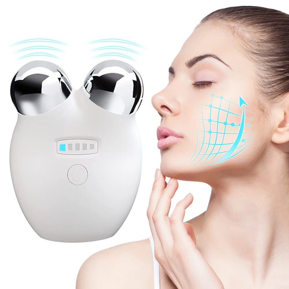 Máquina de estiramiento Facial de microcorriente rodillo facial eléctrico para estiramiento Facial estiramiento de la piel masajeador EMS para ojos y cara masajeadores faciales papada reductor y lifting