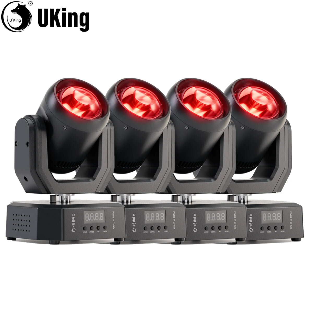 U'King - 1/2/4 luces LED móviles de cabeza, 50 W, RGBW, mini, efectos de iluminación dinámica, luces de escenario, luces de DJ para bodas, fiestas, espectáculos y clubes