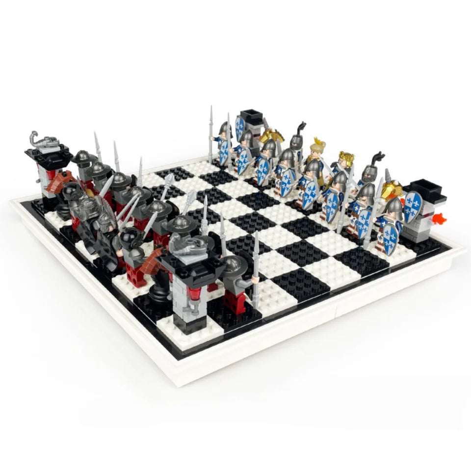 Juego de ajedrez, piezas de ajedrez, tablero de mesa plegable, bloques de construcción, decoración creativa 76401 76396, soldados de la Edad Media, juguetes, regalos