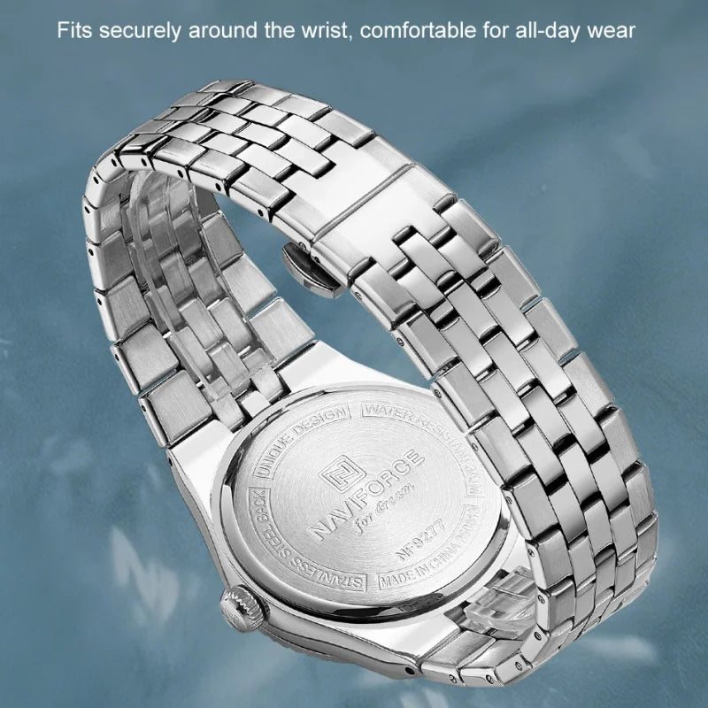 Reloj de cuarzo para hombre NAVIFORCE con visualización de fecha, resistente al agua, luminoso, correa de acero inoxidable, reloj de pulsera moderno y lujoso para hombre